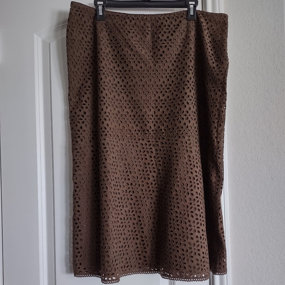 Vintage Size XL Skirt & Open front Jacket Brown open work embroidery Johnny Was? - Picture 8 of 15